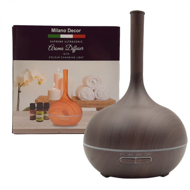 Milano Supreme Ultrasonic 400ml Aromatherapy Humidifier - Dark Wood Image 3
