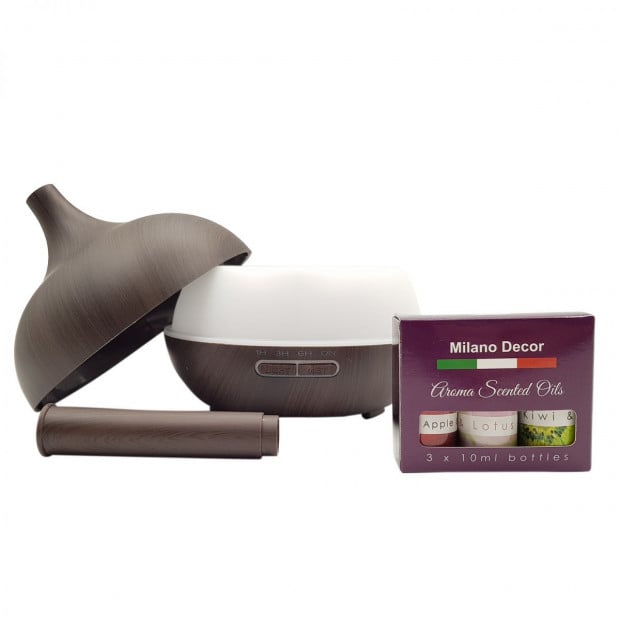 Milano Supreme Ultrasonic 400ml Aromatherapy Humidifier - Dark Wood Image 4