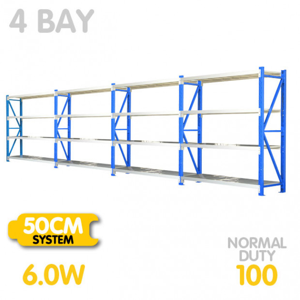 4-Bay shelving 6m-wide 400kg