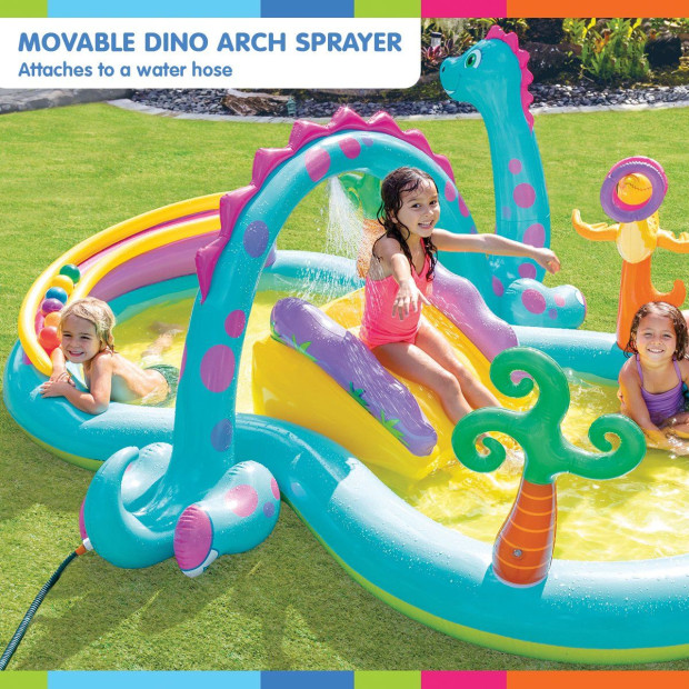 Intex 57135NP Dinoland Play Centre Inflatable Kids Pool with Slide Image 6