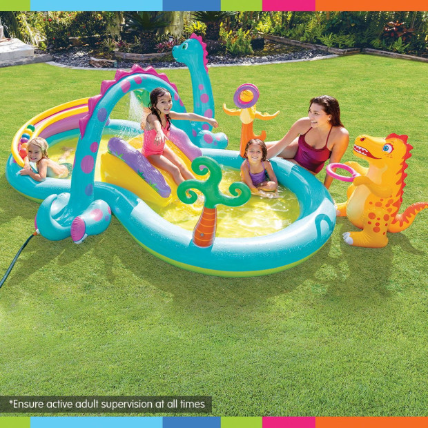 Intex 57135NP Dinoland Play Centre Inflatable Kids Pool with Slide Image 7