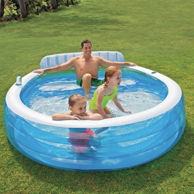 Intex Swim Center Round Inflatable Family Lounge Pool Image 6