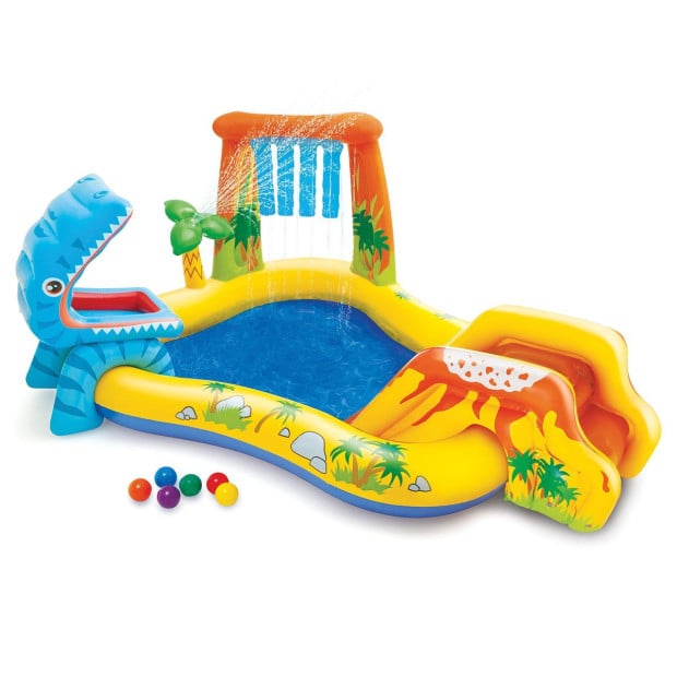 Intex 57444 Dinosaur Play Centre Kids Inflatable Pool with Water Slide Image 2