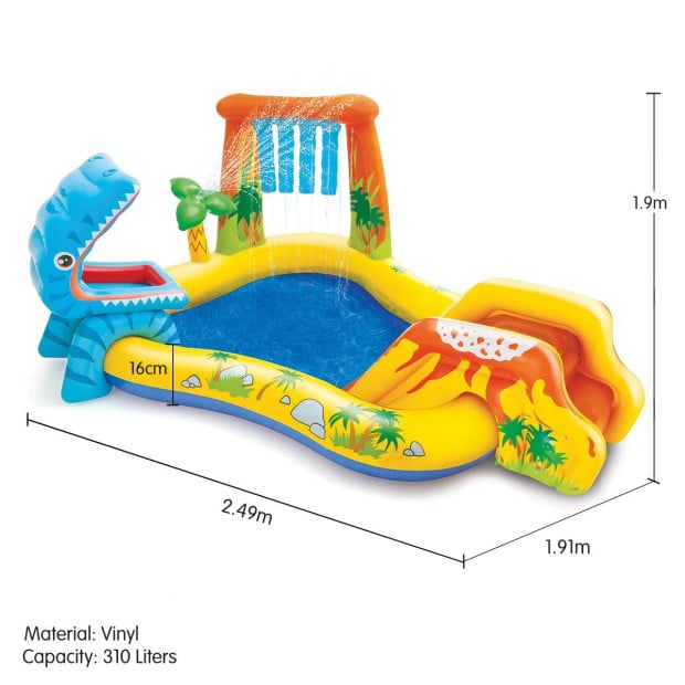 Intex 57444 Dinosaur Play Centre Kids Inflatable Pool with Water Slide Image 8