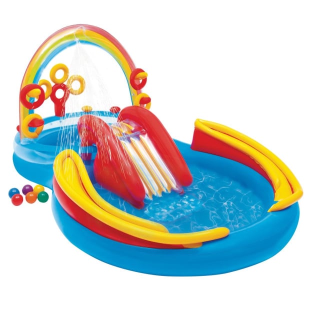 Intex Inflatable Rainbow Ring Play Centre w/ Slide Image 2