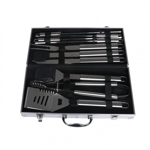 10Pcs Stainless Steel BBQ Tool Set Outdoor Barbecue Utensil Aluminium Image 5
