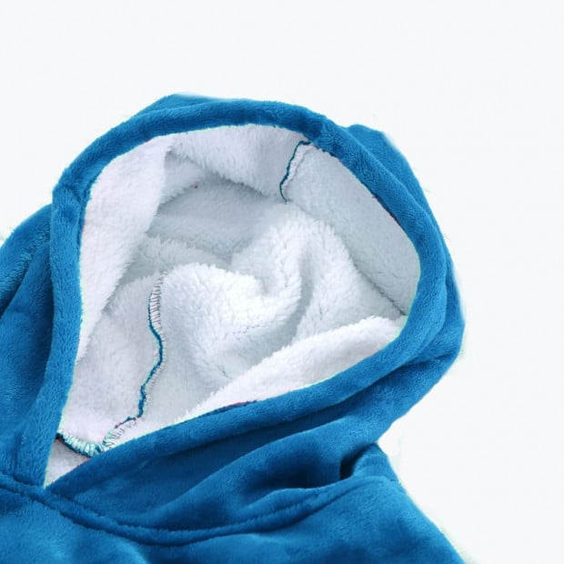 DreamZ Warm Fleece Sherpa Hoodie Sweatshirt Blanket Pajamas Blue Image 5
