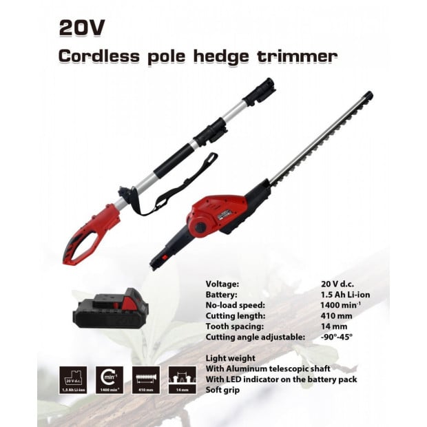 MATRIX 20V X-ONE Cordless Pole hedge trimmer Kit Image 2