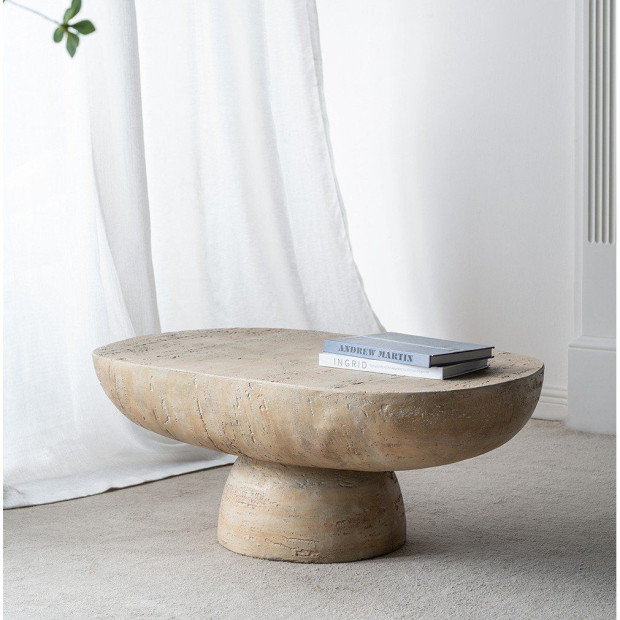 Logan Cement Coffee Table Oval Center Handcrafted Furniture