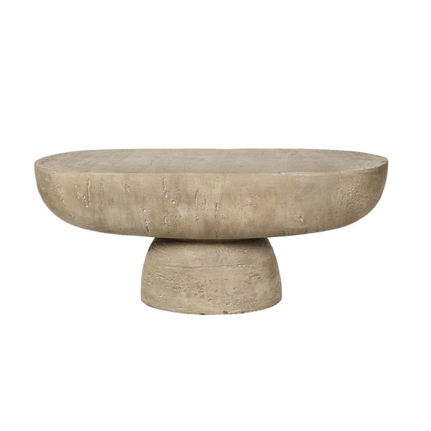 Logan Cement Coffee Table Oval Center Handcrafted Furniture Image 2