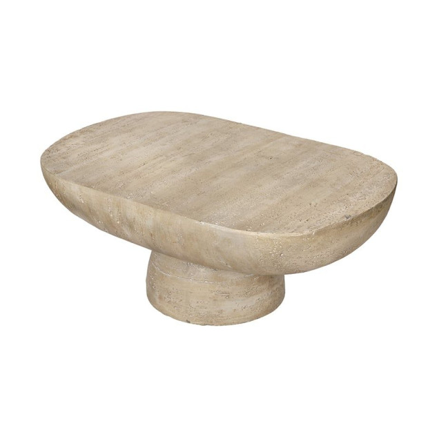 Logan Cement Coffee Table Oval Center Handcrafted Furniture Image 4