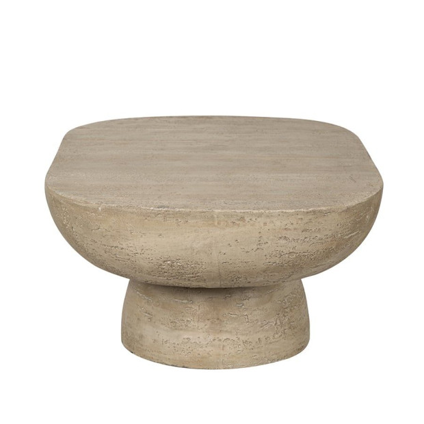 Logan Cement Coffee Table Oval Center Handcrafted Furniture Image 5