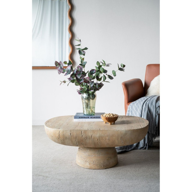 Logan Cement Coffee Table Oval Center Handcrafted Furniture Image 7