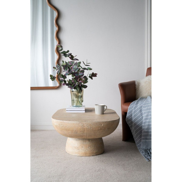 Logan Cement Coffee Table Oval Center Handcrafted Furniture Image 10