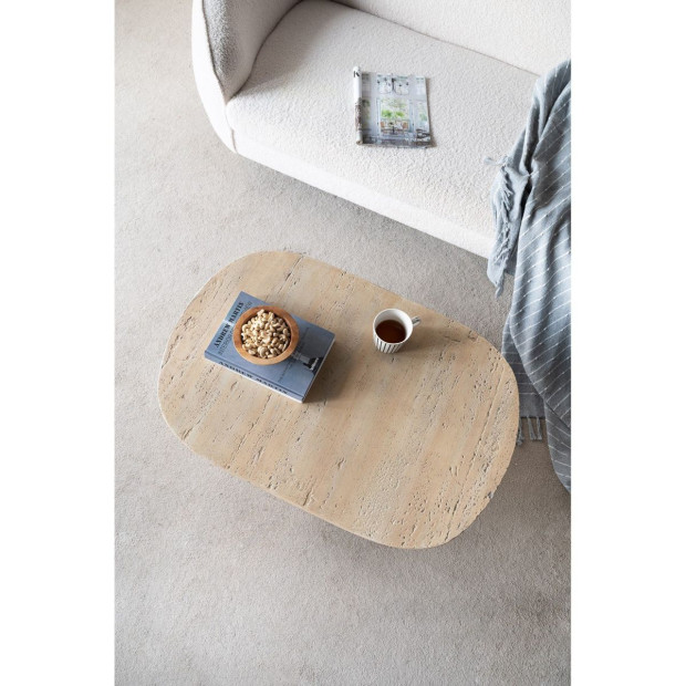 Logan Cement Coffee Table Oval Center Handcrafted Furniture Image 11