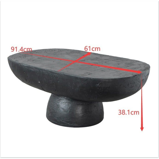 Black Is Back Cement Coffee Table Oval Center handcrafted Furniture Image 3