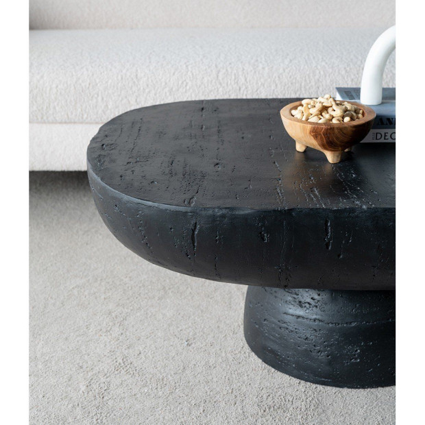 Black Is Back Cement Coffee Table Oval Center handcrafted Furniture Image 6