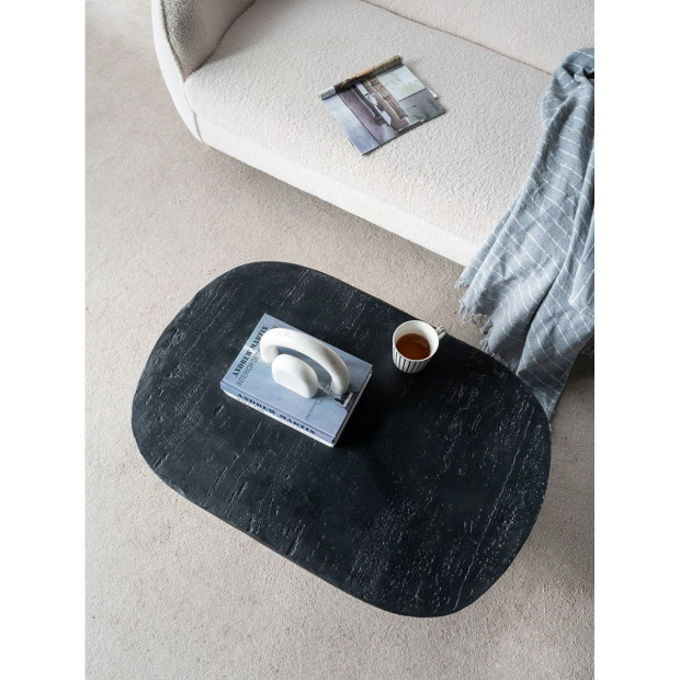 Black Is Back Cement Coffee Table Oval Center handcrafted Furniture Image 7