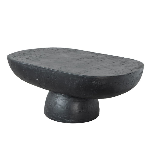 Black Is Back Cement Coffee Table Oval Center handcrafted Furniture Image 9