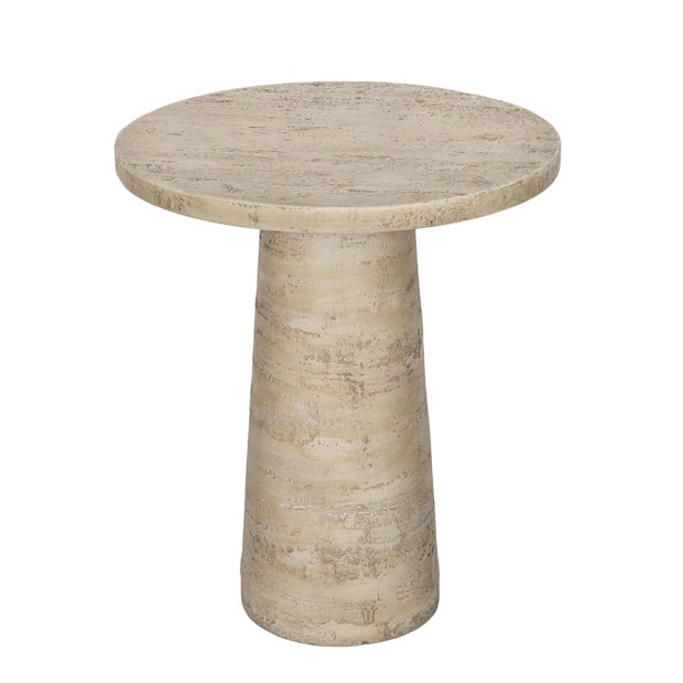 Logan Cement Round Side Table Bedside Desk 65cm Handcrafted Image 2