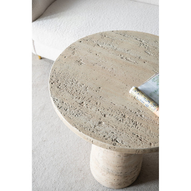 Logan Cement Round Side Table Bedside Desk 65cm Handcrafted Image 6