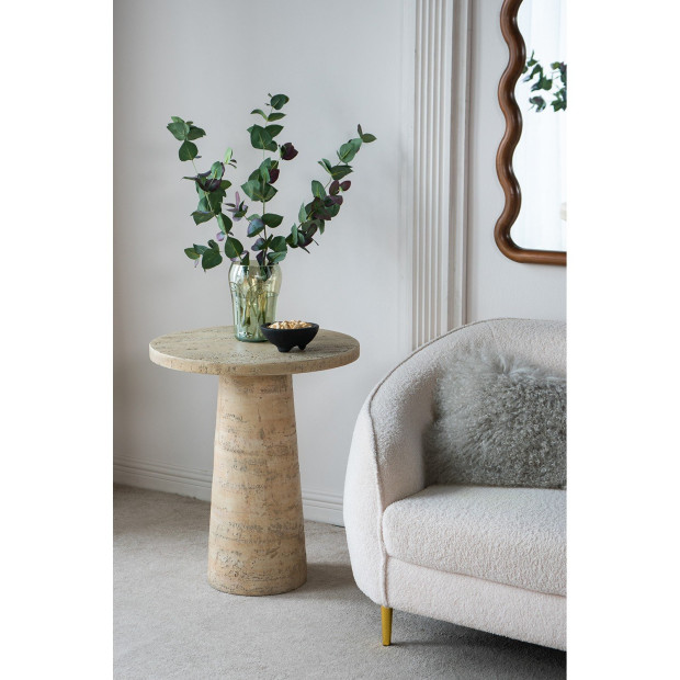 Logan Cement Round Side Table Bedside Desk 65cm Handcrafted Image 7