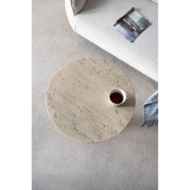 Logan Cement Round Side Table Bedside Desk 65cm Handcrafted Image 8