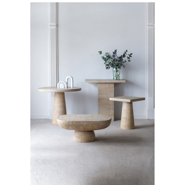 Logan Cement Round Side Table Bedside Desk 65cm Handcrafted Image 9