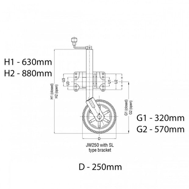 AL-KO 10in 623660XP3 Heavy-Duty Solid Tyre Jockey Wheel Image 3