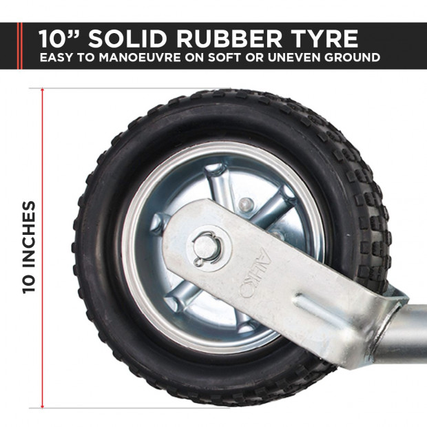 AL-KO 10in 623660XP3 Heavy-Duty Solid Tyre Jockey Wheel Image 6