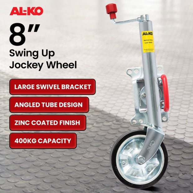 AL-KO 8-inch Swing Up Jockey Wheel with Large Swivel Bracket