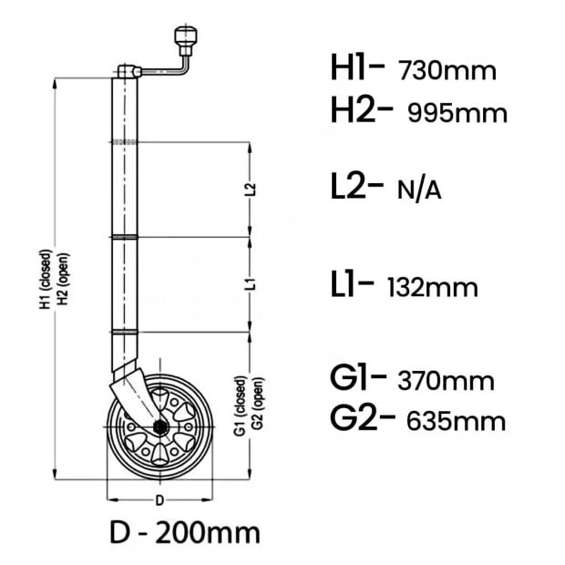 AL-KO Premium 8in Extra Tall Jockey Wheel 628300 Image 4