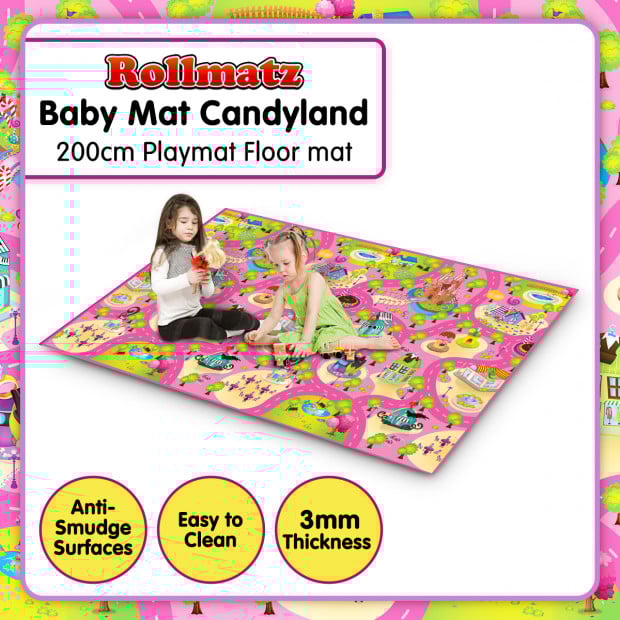 Rollmatz Baby Kids Play Floor Mat 200cm x 120cm - Candyland