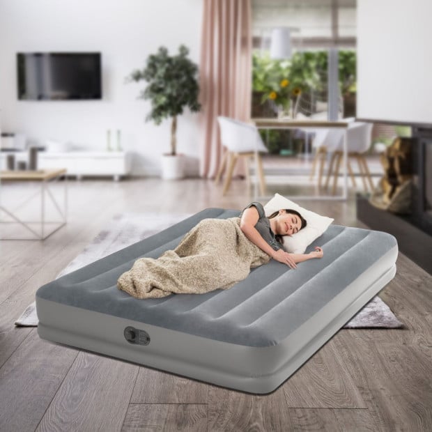 Intex Gray Dura-Beam Prestige Airbed with Fastfill USB Pump - Queen Image 3