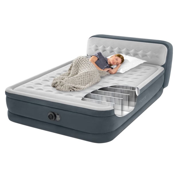 Intex Dura-Beam Deluxe Ultra Plush Headboard Air Mattress - Queen Image 4
