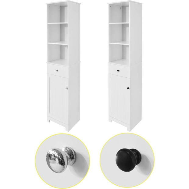 White Tall Bathroom Storage 3 Shelves 40 x 35 x 161 cm