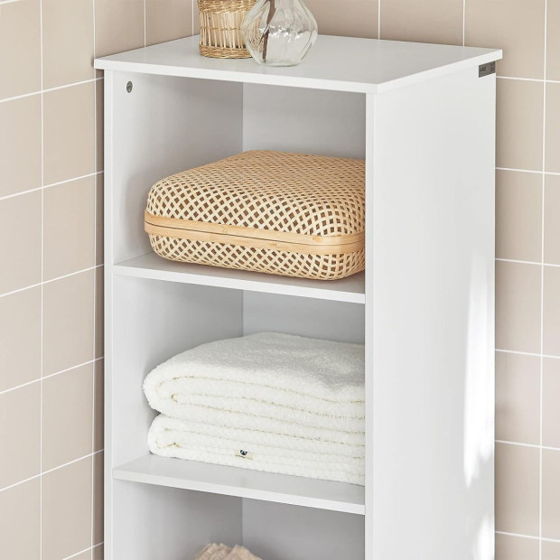 White Tall Bathroom Storage 3 Shelves 40 x 35 x 161 cm