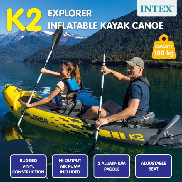 Intex Explorer K2 Inflatable Kayak Canoe 68307NP Image 2