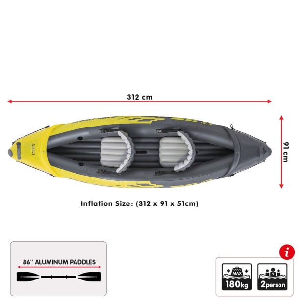 Intex Explorer K2 Inflatable Kayak Canoe 68307NP Image 9
