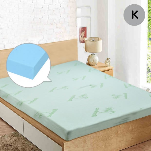 Cool Gel Memory Foam Mattress Topper Bamboo Fabric Cover King Size