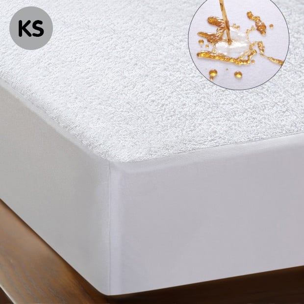 Luxury Terry Cotton Mattress Protector White King Single