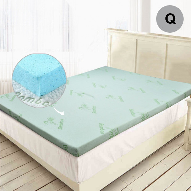 8cm Cool Gel Memory Foam Mattress Topper Bamboo Fabric Cover Queen