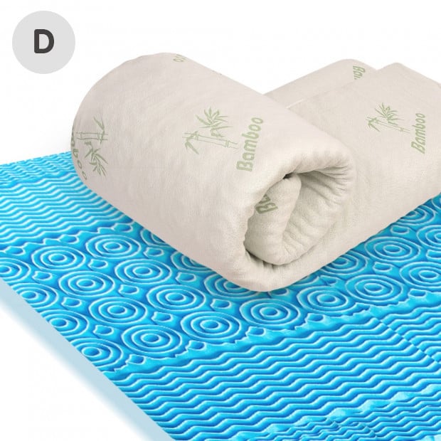 4cm Cool Gel Memory Foam Mattress Topper Bamboo Cover Double Size