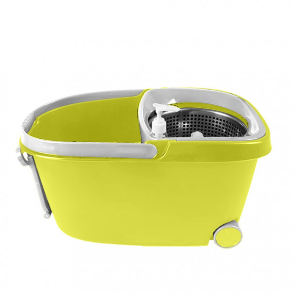 360° Spin Mop Bucket Set Spinning Stainless Steel Rotating Green Image 6