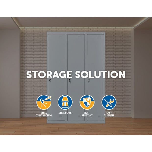 Three-door Side By Side Office Gym Shed Storage Locker Image 2