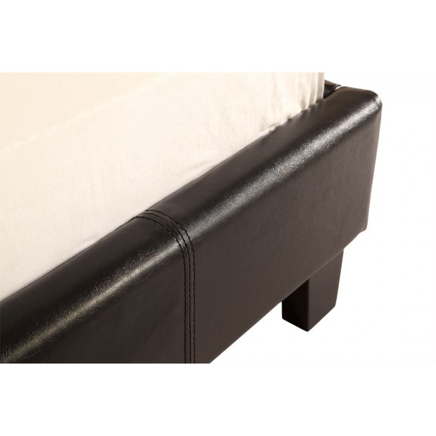 Single Pu Leather Bed Frame Wooden Black Image 4
