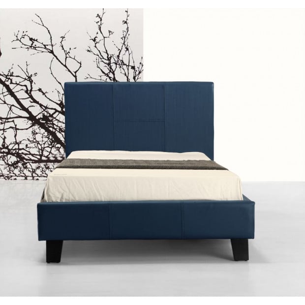 Single Pu Leather Bed Frame Blue Image 2