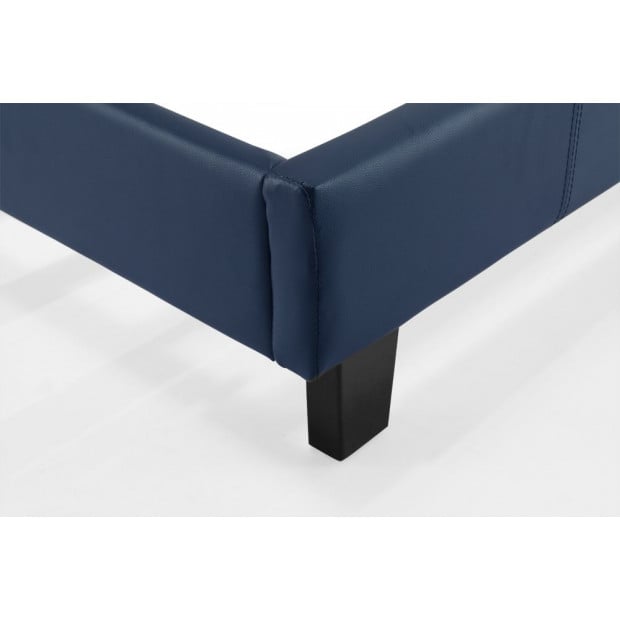 Single Pu Leather Bed Frame Blue Image 4