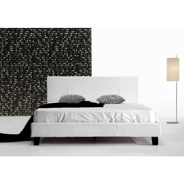 Double Pu Leather Bed Frame White Image 2