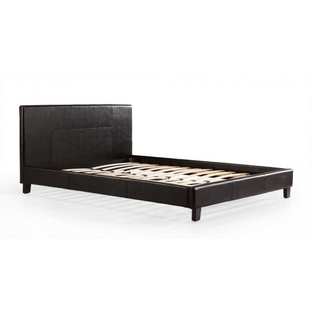 Double Pu Leather Bed Frame Black Image 3